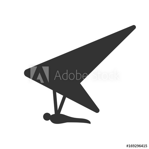 500x500 Black Isolated Silhouette Of Hang Glider On White Background. Icon