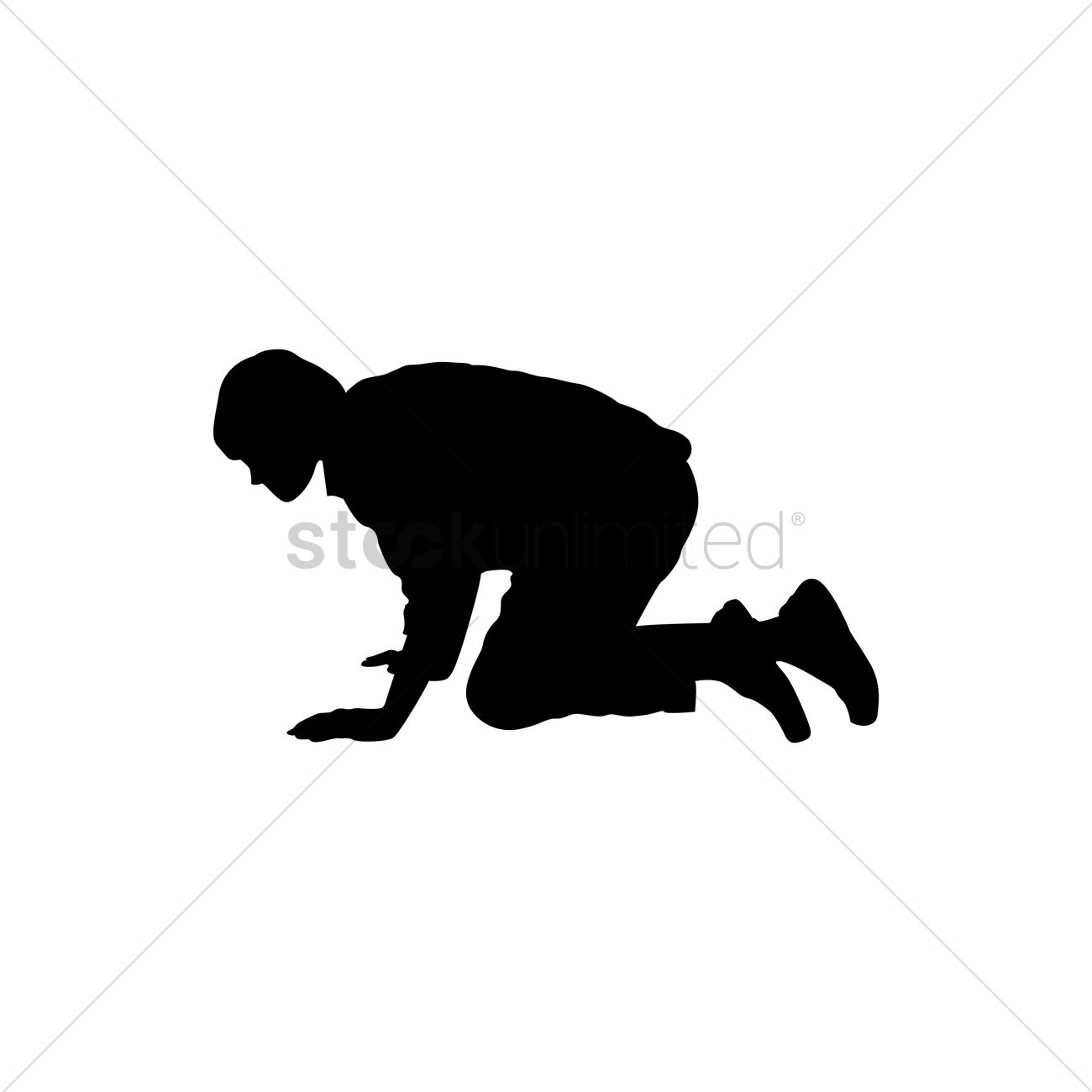 1300x1300 Silhouette Of Man Crawling Vector Image
