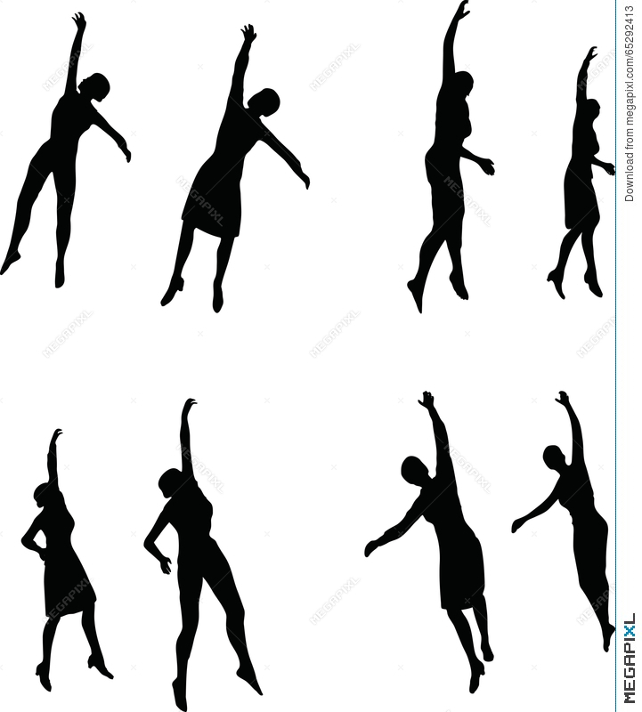 721x800 Eps 10 Vector Illustration In Silhouette Of Business Woman Hanging