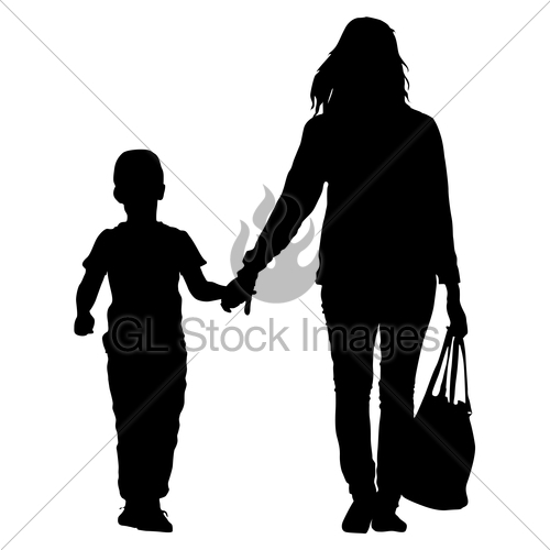 500x500 Silhouette Of Happy Family On A White Background. Vector Gl