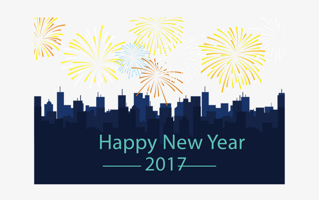 650x408 City Silhouette New Year Card, Blue, City Silhouette, Flat Png