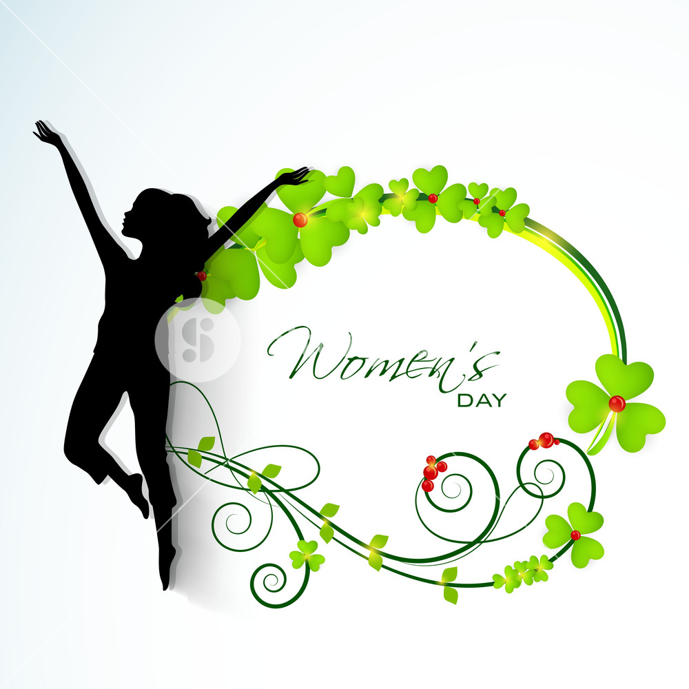 1000x1000 Happy Womens Day Greeting Card Or Poster Design With Silhouette