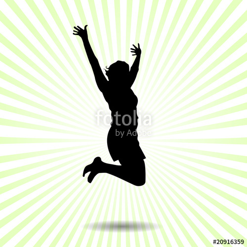 500x500 Happy Woman Jumping Of Joy Vector Silhouette Stock Image