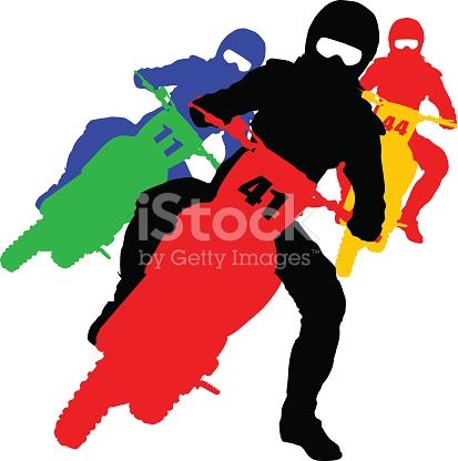 413x416 Black Silhouettes Motocross Rider On A Motorcycle. Vector