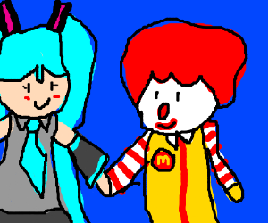 300x250 Ronald Mcdonald Sits With Miku On Park Bench
