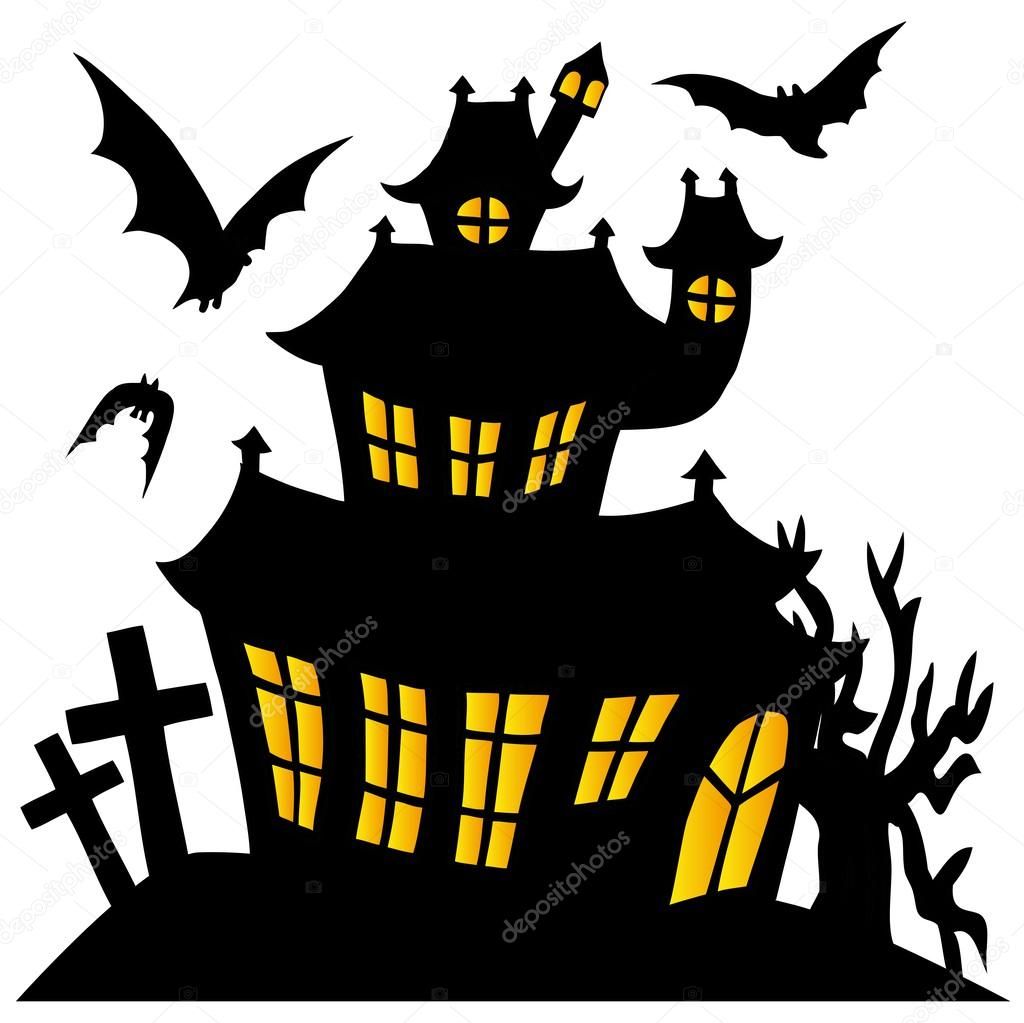 1024x1023 Depositphotos 33707623 Stock Illustration Silhouette Spooky House