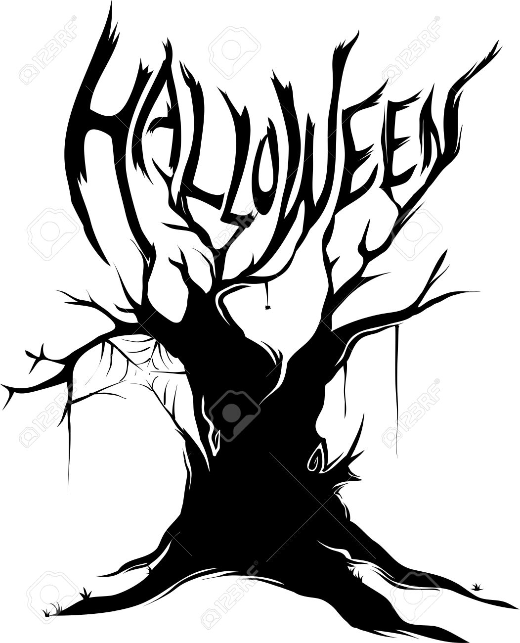 1052x1300 Halloween Tree Silhouette Clipart