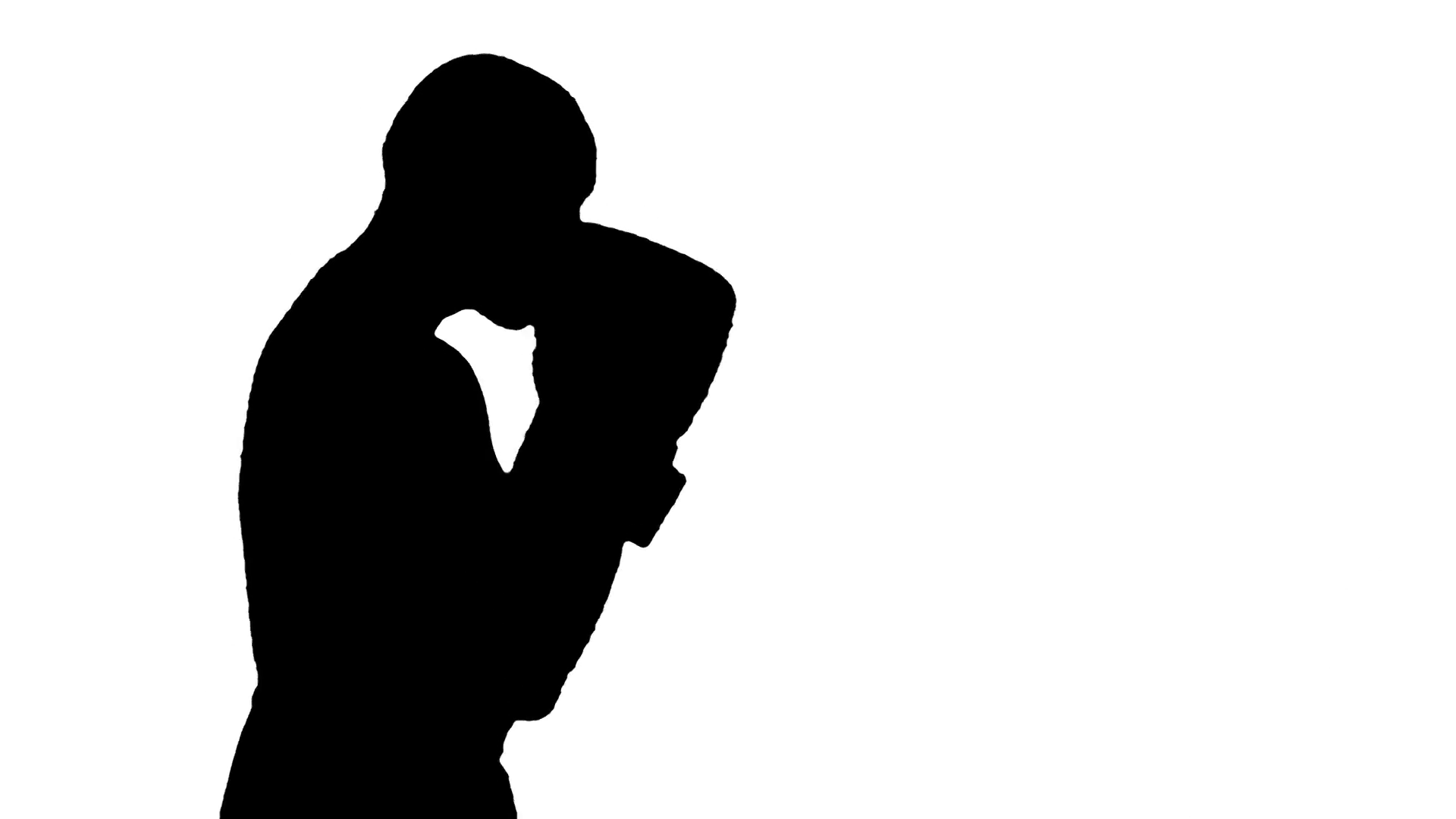 1920x1080 Hd Looping Silhouette Footage Of A Bald Man Wearing Boxing Gloves