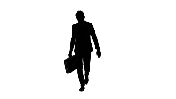 590x332 Man Holds A Briefcase In His Hand, He Rushes Over It. White