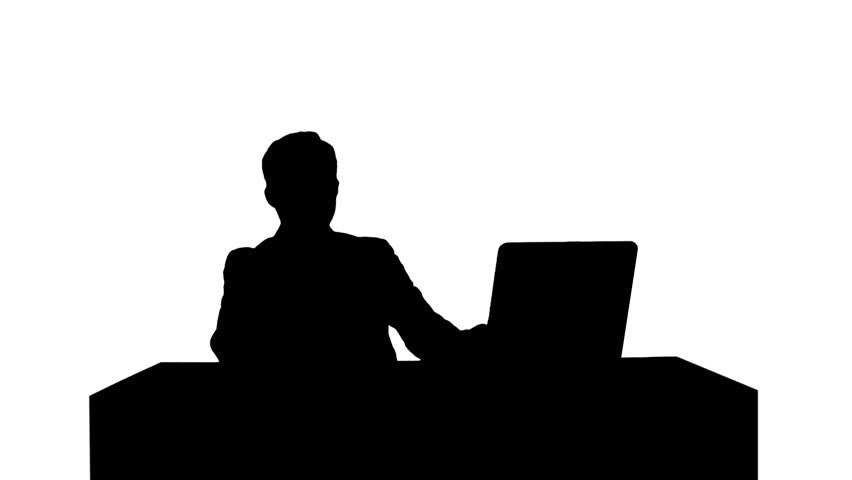 852x480 Silhouette Smiling Businessman In The Office On Video Conference