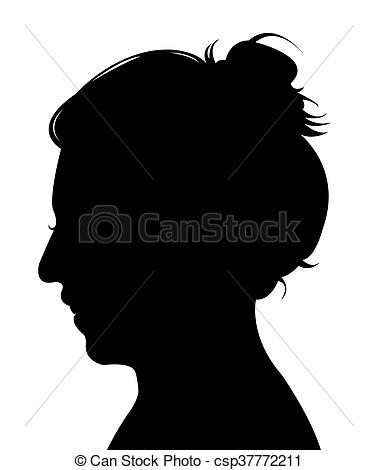 378x470 Lady Head Silhouette Stock Photography