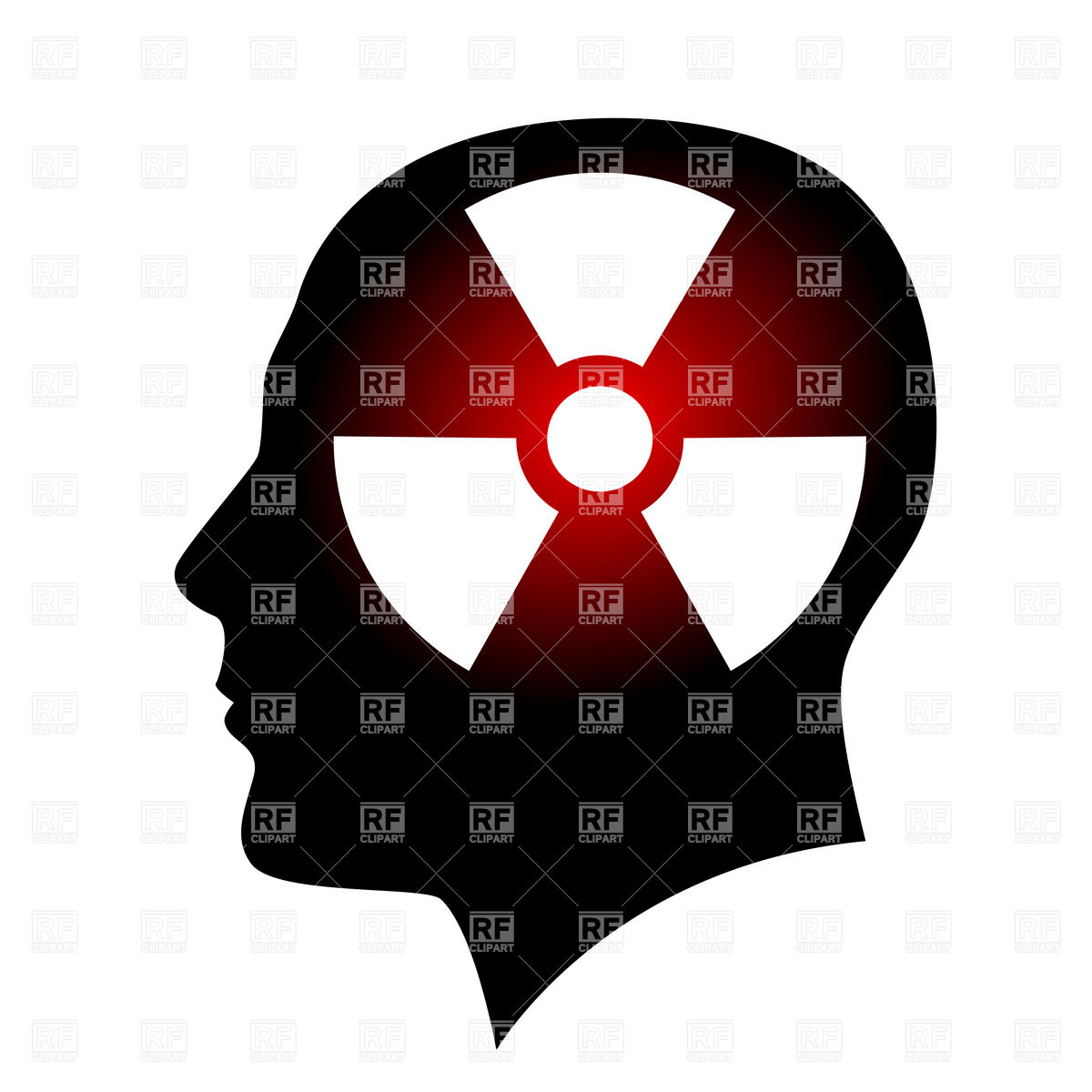1200x1200 Head Profile Silhouette With Radiation Sign Inside Royalty Free