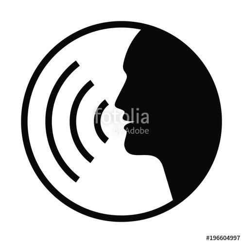 500x500 Icon Voice Command With Sound Waves. Sign Speaking Man. Black