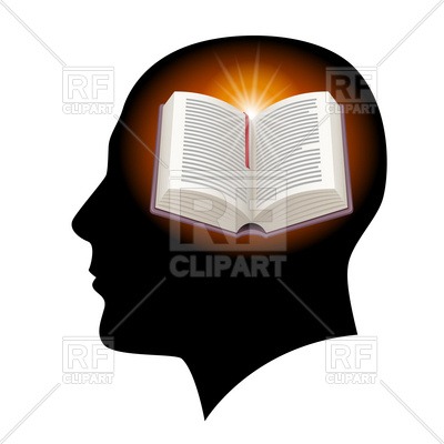 400x400 Male's Head Silhouette With Open Book Inside Royalty Free Vector