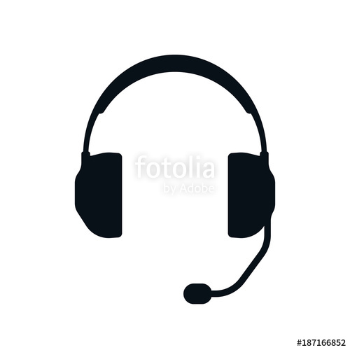 500x500 Headphones With Microphone Silhouette Stock Image And Royalty