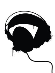 176x235 Headphone Silhouette Premium Clipart