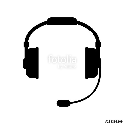 500x500 Vector Headphones Icon. Black Symbol Silhouette Isolated On
