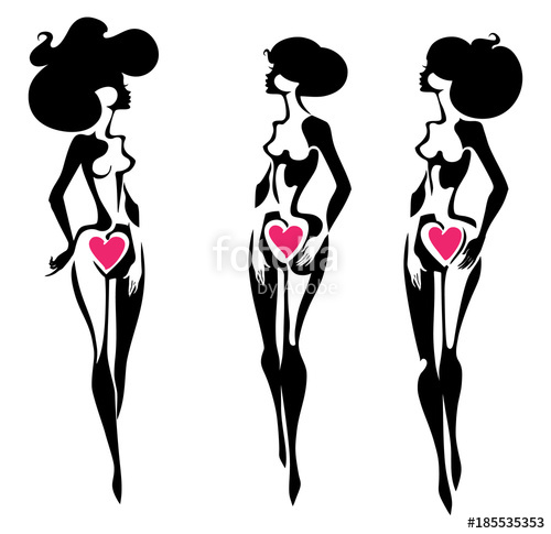 500x485 Three Beautiful Female Silhouettes. Symbol Of Femininity, Beauty
