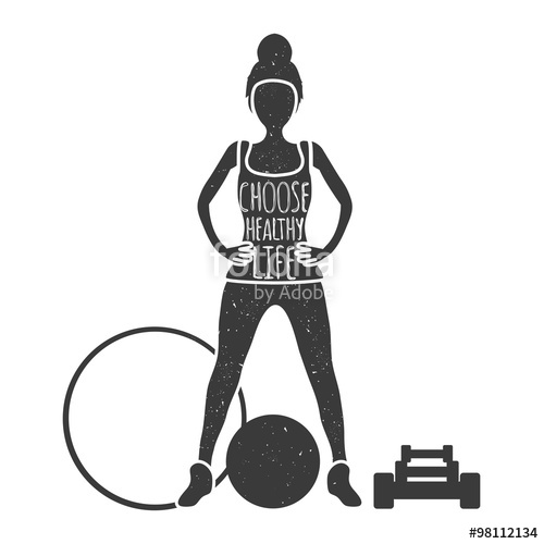 500x500 Vector Vintage Illustration. Woman Body Silhouette And Text