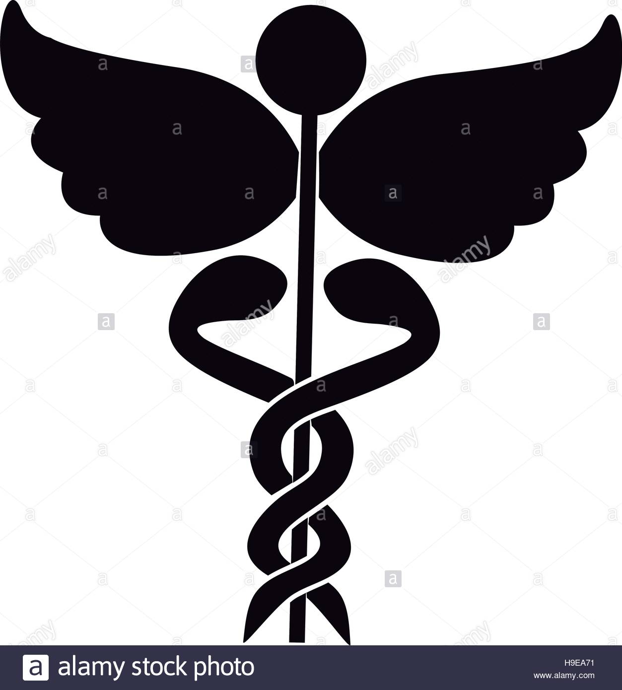 1253x1390 Black Silhouette Health Symbol With Serpents Entwined Vector Stock