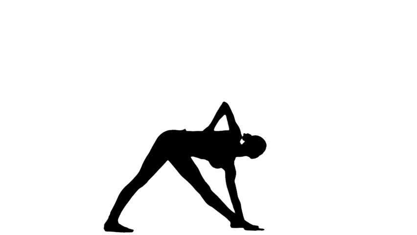 852x480 Healthy Woman Practice Yoga. White. Slow Motion. Silhouette Stock