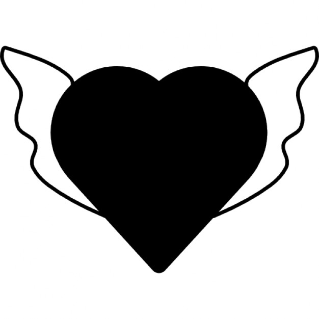 626x626 Heart Shape Silhouette With Wings Icons Free Download