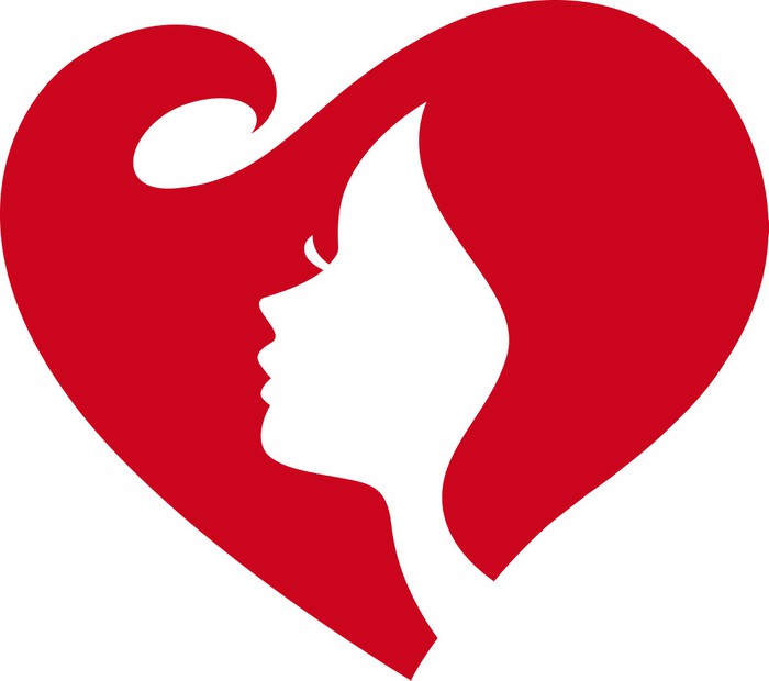 700x620 Love Heart Shape Woman Face Silhouette Wall Mural We