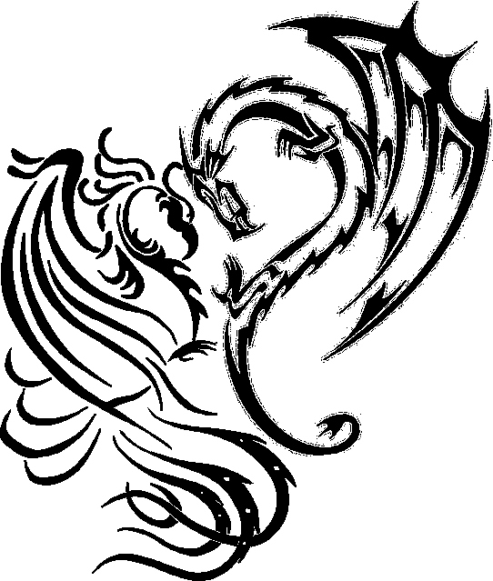 542x639 Silhouette Dragon Tattoos Best Of Phoenix Dragon Heart By Naruto