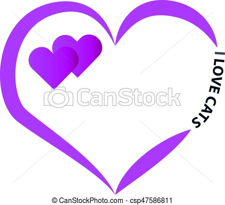 450x410 Heart Silhouette With Text Isolated On White Background . Vector