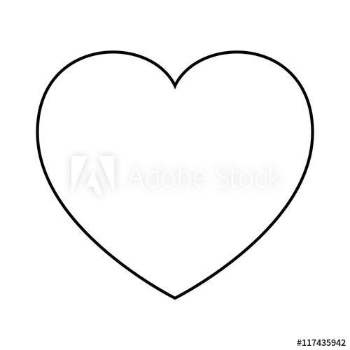 500x500 Human Heart, Silhouette, Outline Love Design. Vector Illustration