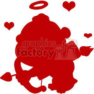 300x300 Royalty Free Cute Cupid With Bow And Arrow Flying With Hearts Red