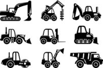 203x135 Heavy Equipment Silhouettes Premium Clipart