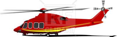 400x127 Red Yellow Helicopter (Side View) Royalty Free Vector Clip Art