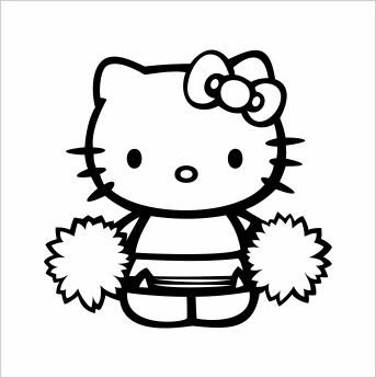 343x345 Cheerleader Hello Kitty Vinyl Die Cut Decal Sticker 6.00 Black By