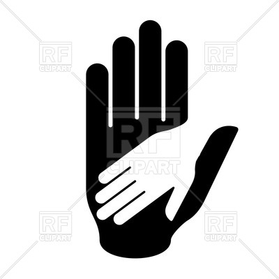 400x400 Helping Hand In Black And White Colors Royalty Free Vector Clip