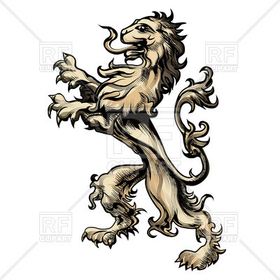 400x400 Heraldic Lion Drawn In Engraving Style Royalty Free Vector Clip