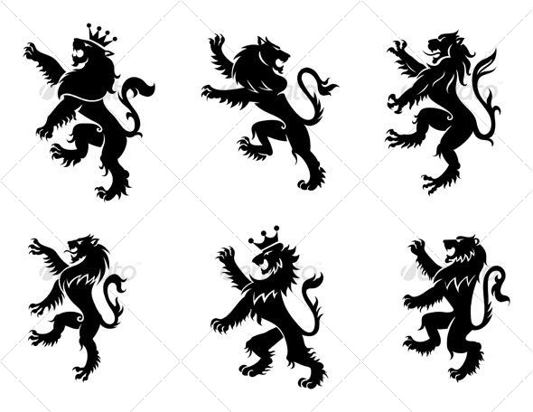 590x456 Heraldic Lions Lions, Tattoo And Tatting