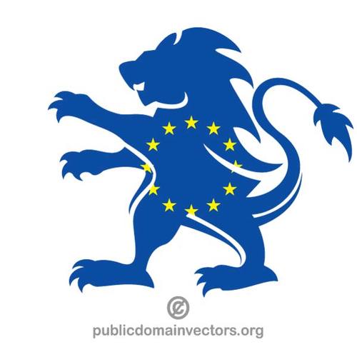 500x500 Lion Silhouette With Flag Of Eu Public Domain Vectors