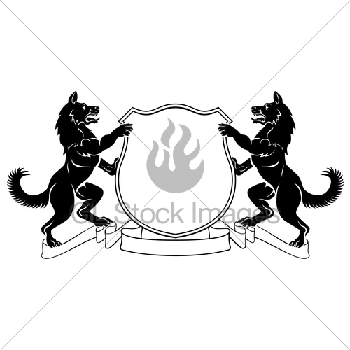 500x500 Dogs Heraldic Coat Of Arms Crest Shield Gl Stock Images