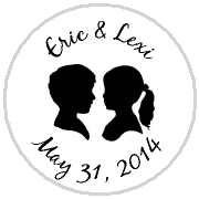 180x180 Personalized Wedding Couple Silhouette Hershey Kisses Stickers Labels