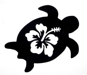 300x260 Vinyl Decal Sea Turtle Amp Hibiscus Silhouette Personal Sticker 3 4
