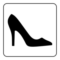 240x240 High Heel Shoes Icon. Elegant Black And Red Silhouette