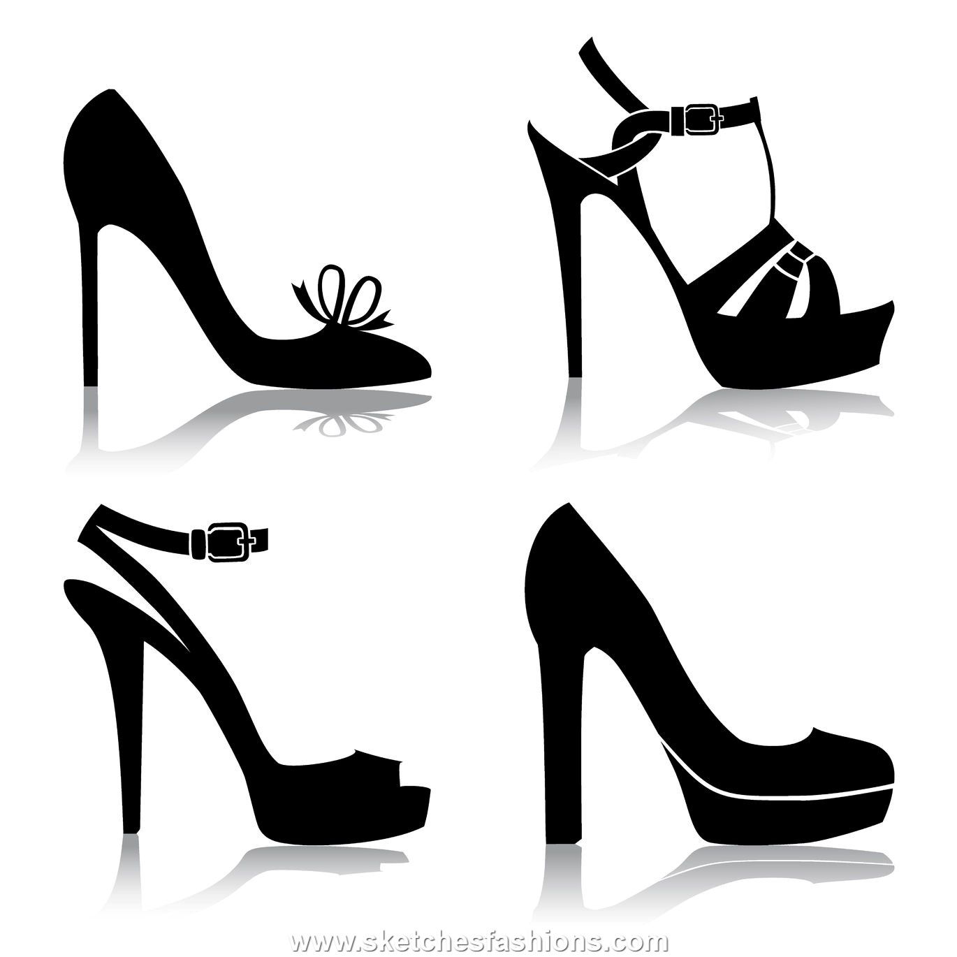 1370x1370 High Heel Shoe Style Sketches Sketches Fashions T Shirt Prints
