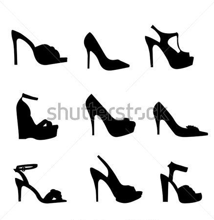 438x450 Nine Silhouette High Heels Stock Vector