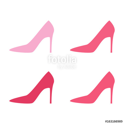 500x500 Pink Woman Shoes On High Heels Silhouettes. Vector Illustration