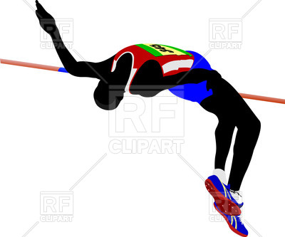 400x333 Silhouette Of Man Athlete High Jumping Royalty Free Vector Clip