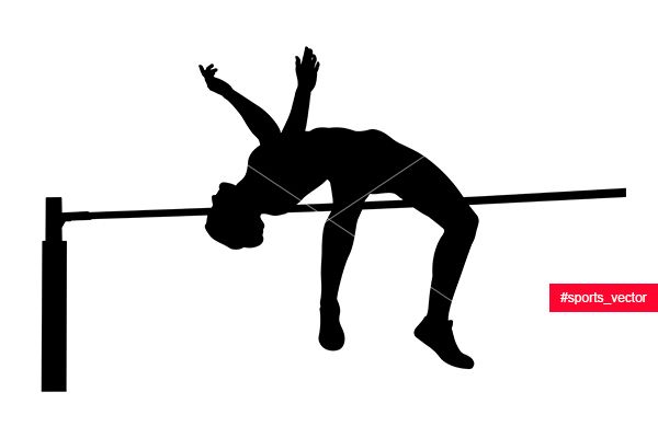 600x400 Girl Athlete Jumper High Jump Black Silhouette Sports Vector