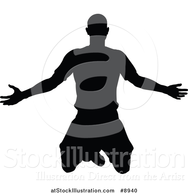 600x620 Vector Illustration Of A Black Silhouetted Male Soccer Player