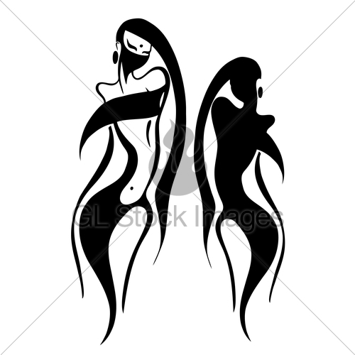 500x500 Eastern Woman Silhouette. Hand Drawn Vector Illustration Gl