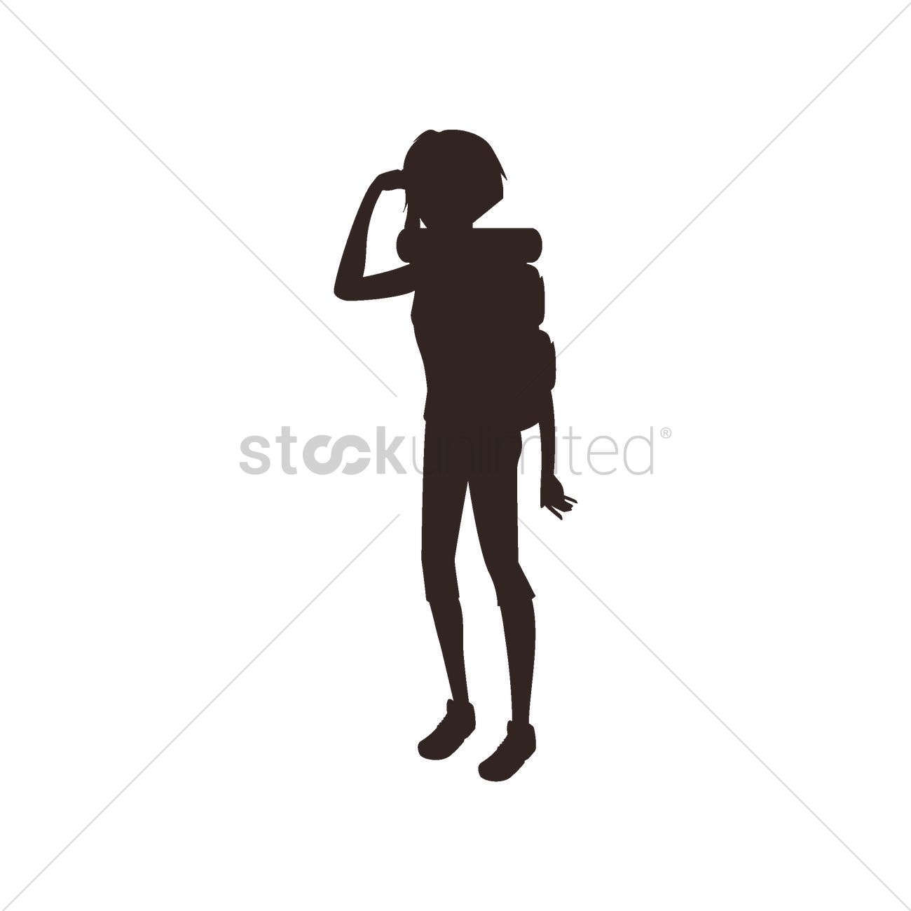 1300x1300 Silhouette Of A Woman Trekking Vector Image